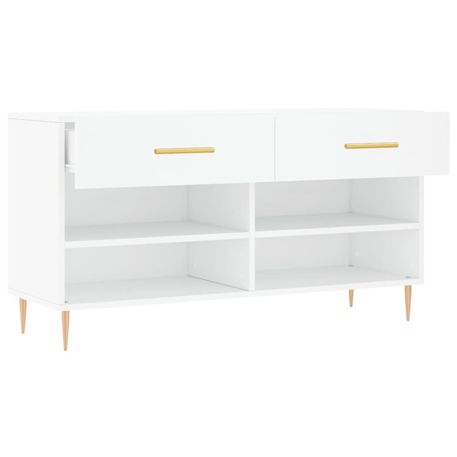 Schoenenbank 102X35X55 Cm Bewerkt Hout Wit