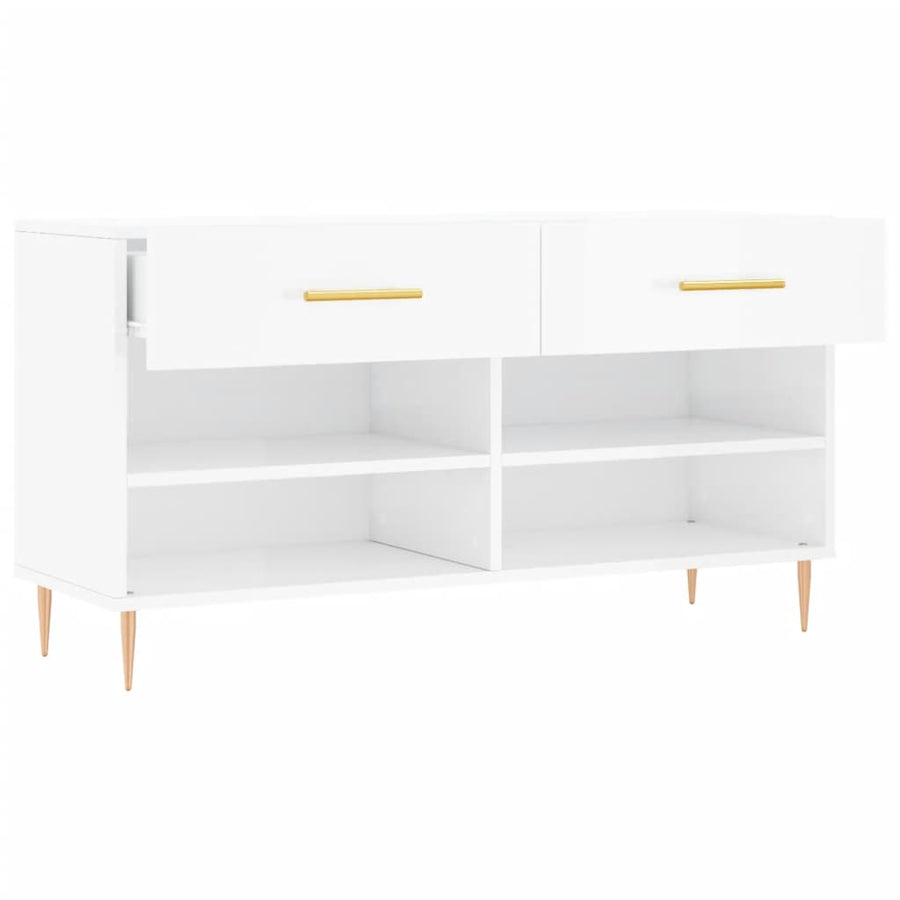 Schoenenbank 102X35X55 Cm Bewerkt Hout Hoogglans Wit