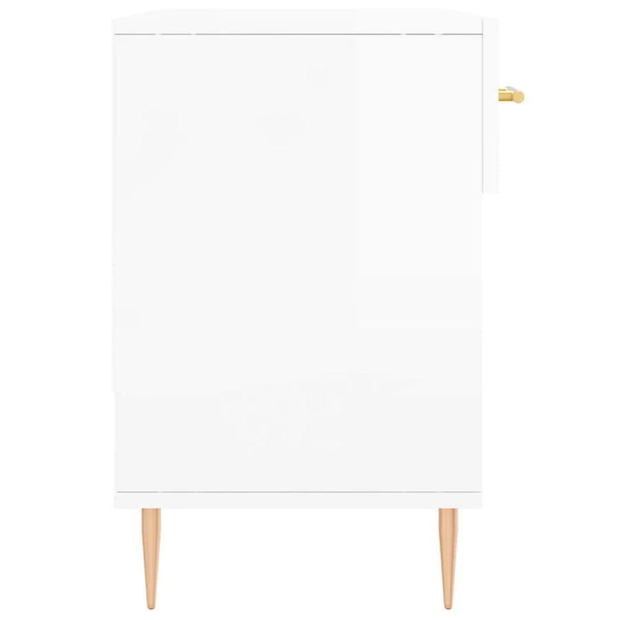 Schoenenbank 102X35X55 Cm Bewerkt Hout Hoogglans Wit