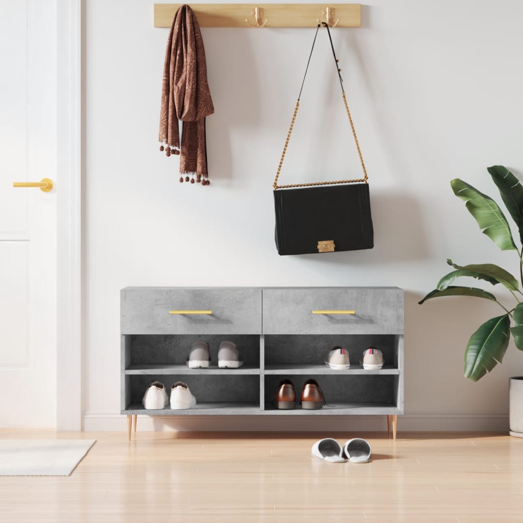 Schoenenbank 02X35X55 Cm Bewerkt Hout Betongrijs