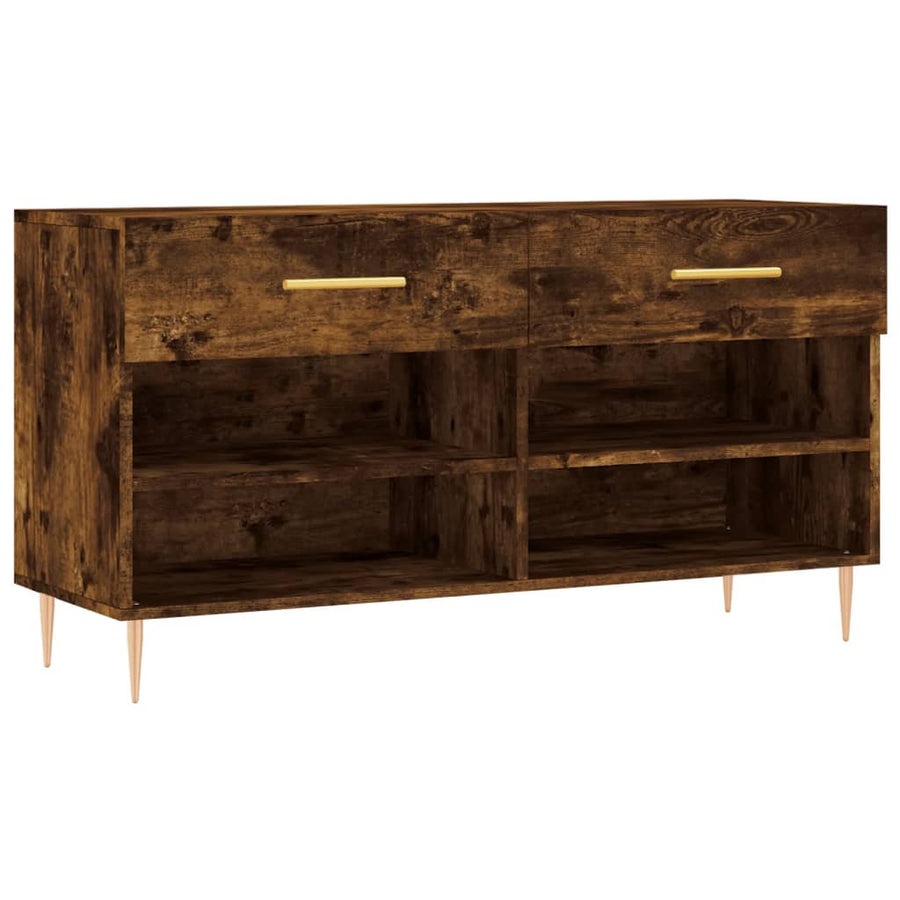 Schoenenbank 102X35X55 Cm Bewerkt Hout Gerookt Eikenkleurig