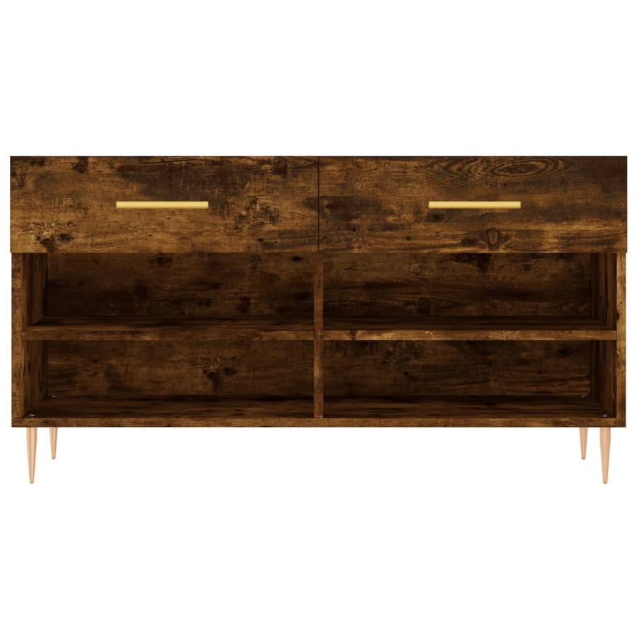 Schoenenbank 102X35X55 Cm Bewerkt Hout Gerookt Eikenkleurig