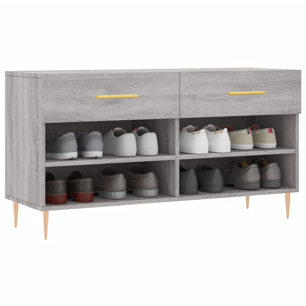 Schoenenbank 102X35X55 Cm Bewerkt Hout Grijs Sonoma Eikenkleur