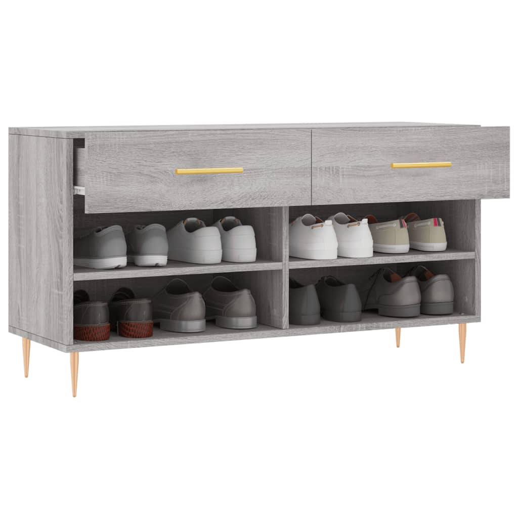 Schoenenbank 102X35X55 Cm Bewerkt Hout Grijs Sonoma Eikenkleur