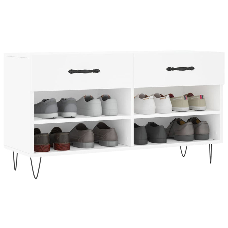Schoenenbank 102X35X55 Cm Bewerkt Hout Wit