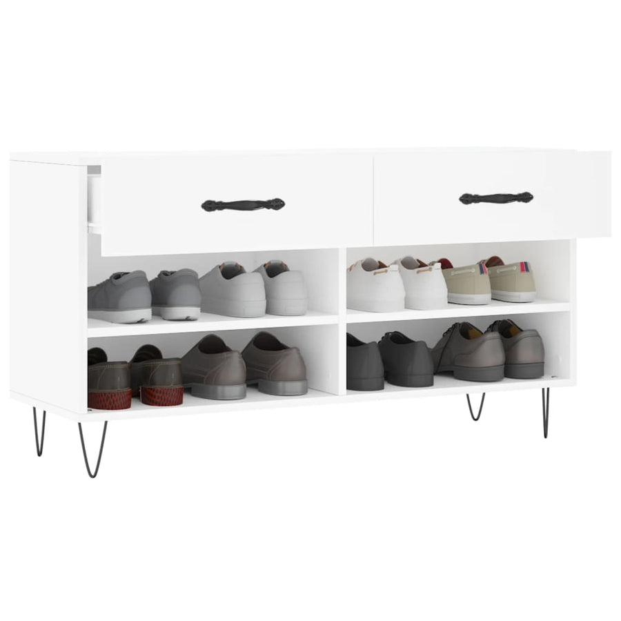 Schoenenbank 102X35X55 Cm Bewerkt Hout Wit