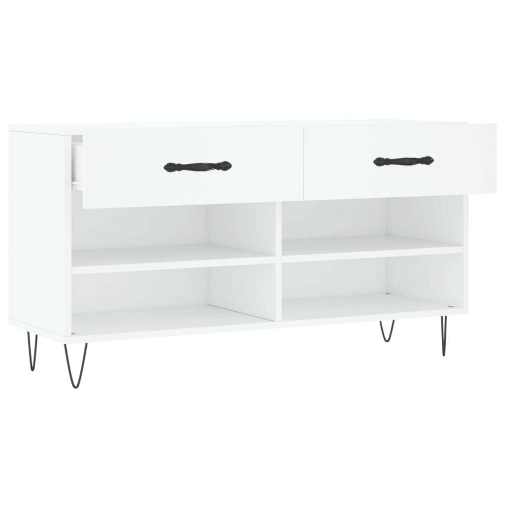 Schoenenbank 102X35X55 Cm Bewerkt Hout Wit