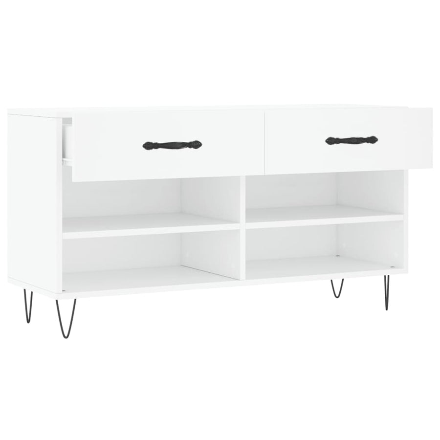 Schoenenbank 102X35X55 Cm Bewerkt Hout Wit