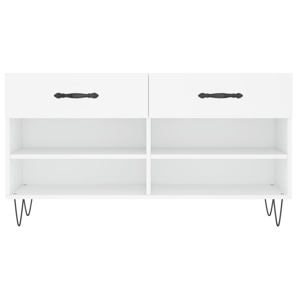 Schoenenbank 102X35X55 Cm Bewerkt Hout Wit