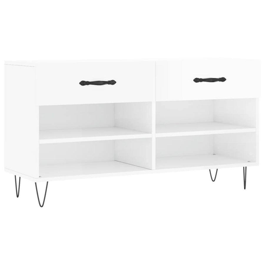 Schoenenbank 102X35X55 Cm Bewerkt Hout Hoogglans Wit