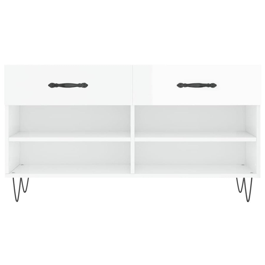 Schoenenbank 102X35X55 Cm Bewerkt Hout Hoogglans Wit
