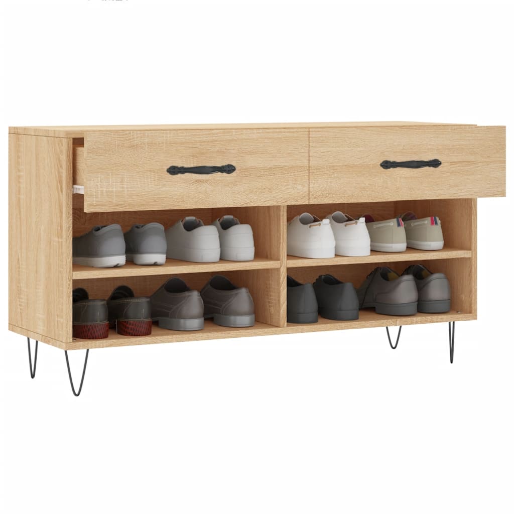 Schoenenbank 02X35X55 Cm Bewerkt Hout Kleurig Sonoma eiken