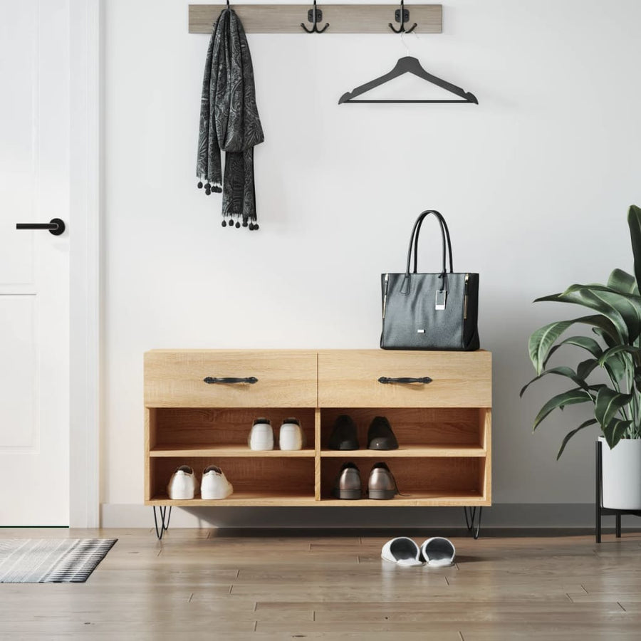 Schoenenbank 02X35X55 Cm Bewerkt Hout Kleurig Sonoma eiken