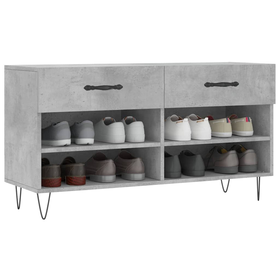 Schoenenbank 102X35X55 Cm Bewerkt Hout Betongrijs