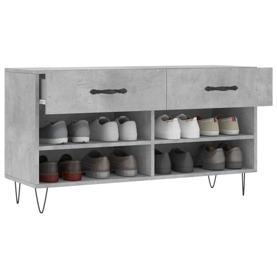 Schoenenbank 102X35X55 Cm Bewerkt Hout Betongrijs