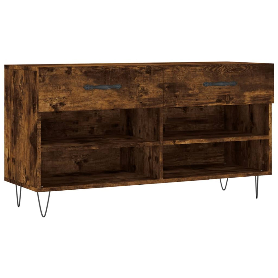 Schoenenbank 02X35X55 Cm Bewerkt Hout Kleurig Gerookt eiken