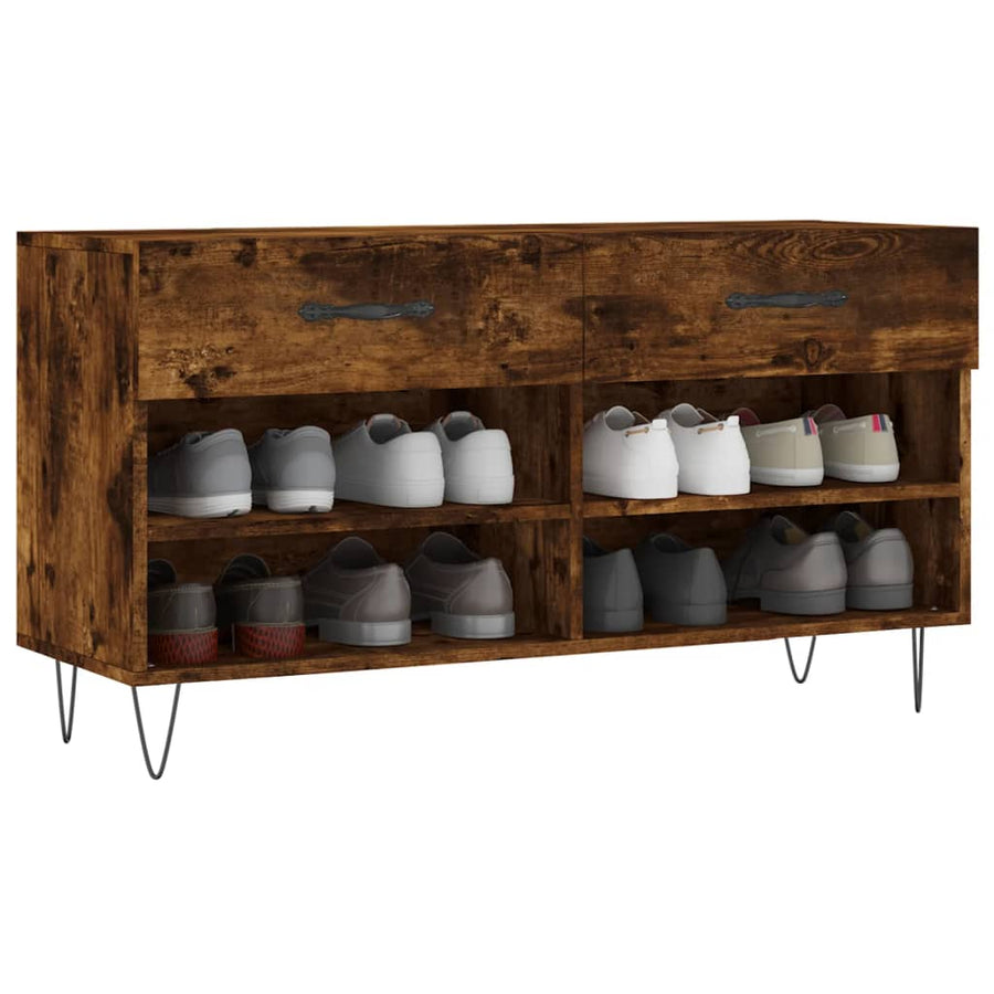 Schoenenbank 02X35X55 Cm Bewerkt Hout Kleurig Gerookt eiken