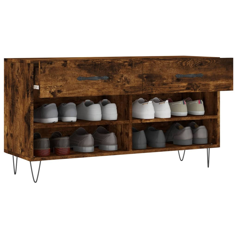 Schoenenbank 02X35X55 Cm Bewerkt Hout Kleurig Gerookt eiken