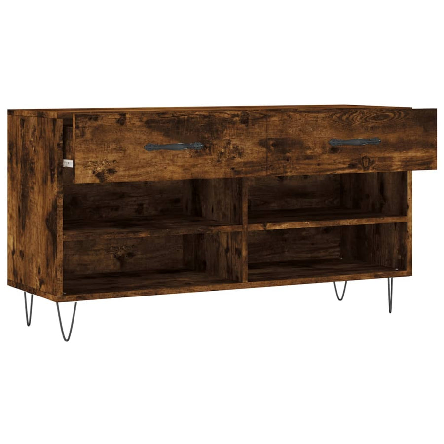 Schoenenbank 02X35X55 Cm Bewerkt Hout Kleurig Gerookt eiken