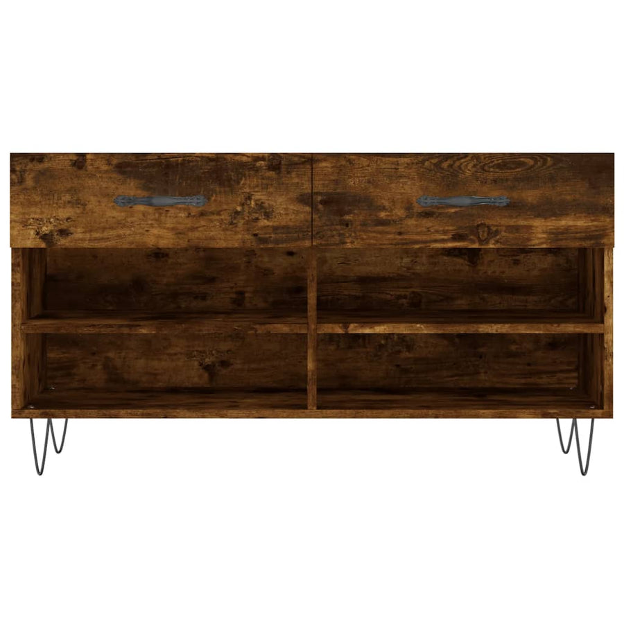Schoenenbank 02X35X55 Cm Bewerkt Hout Kleurig Gerookt eiken