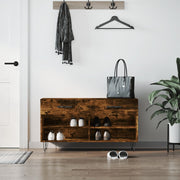 Schoenenbank 102x35x55 cm bewerkt hout gerookt eiken