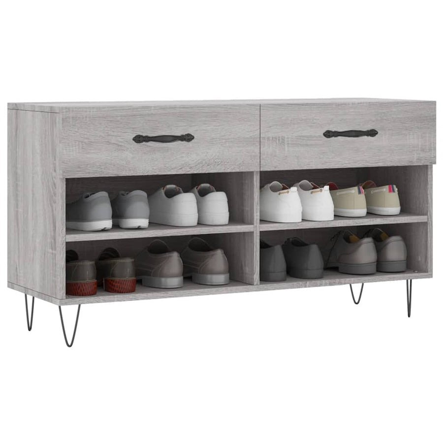 Schoenenbank 02X35X55 Cm Bewerkt Hout Eikenkleur Grijs sonoma
