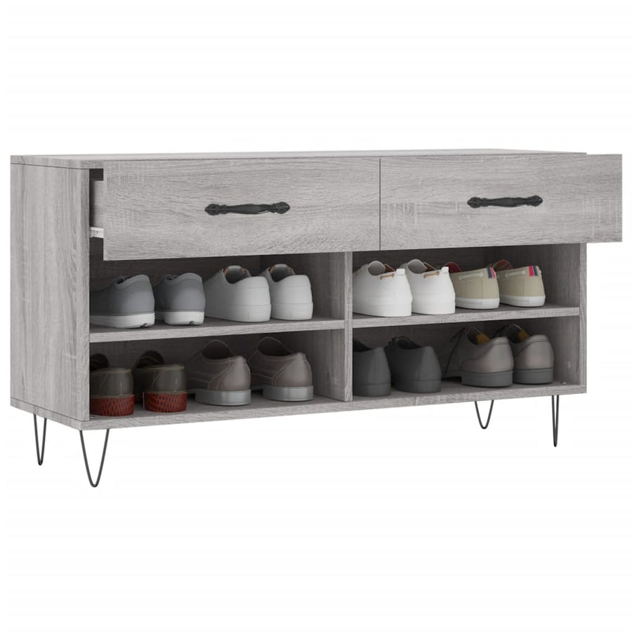 Schoenenbank 02X35X55 Cm Bewerkt Hout Eikenkleur Grijs sonoma