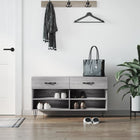 Schoenenbank 102x35x55 cm bewerkt hout grijs