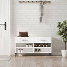 Shoe bench 102x35x55 cm carved wood white