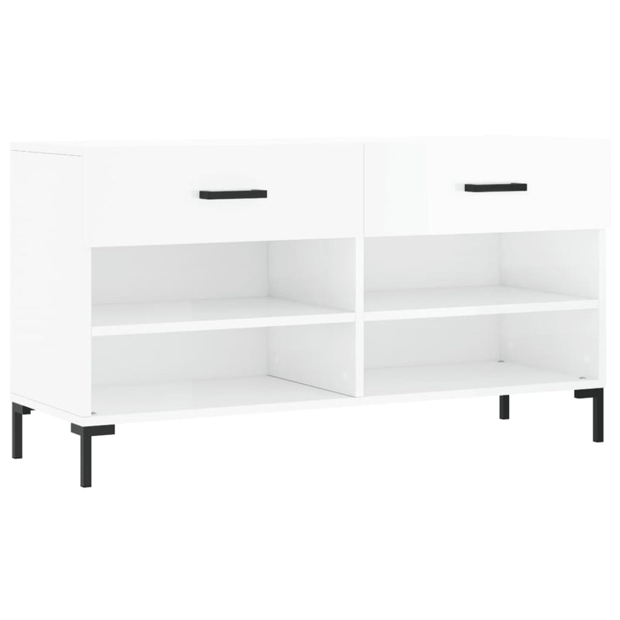 Schoenenbank 02X35X55 Cm Bewerkt Hout Hoogglans wit