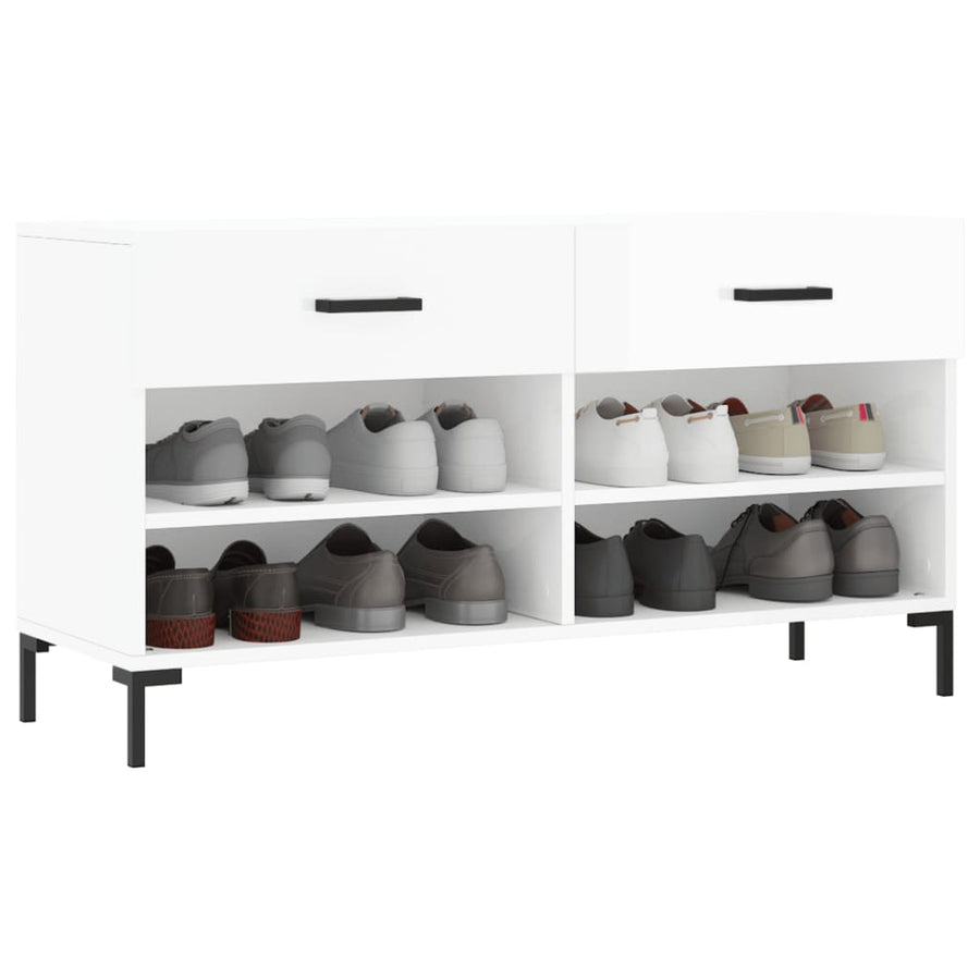 Schoenenbank 02X35X55 Cm Bewerkt Hout Hoogglans wit