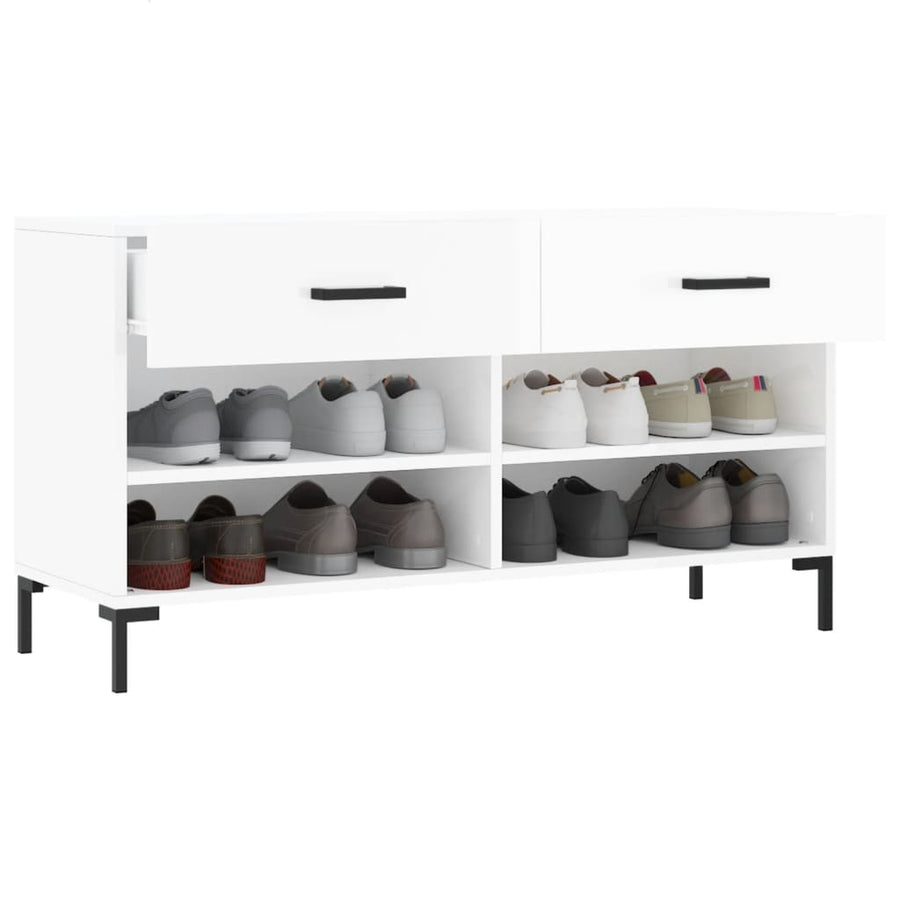 Schoenenbank 02X35X55 Cm Bewerkt Hout Hoogglans wit