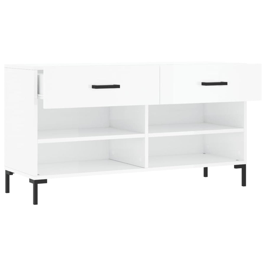 Schoenenbank 02X35X55 Cm Bewerkt Hout Hoogglans wit