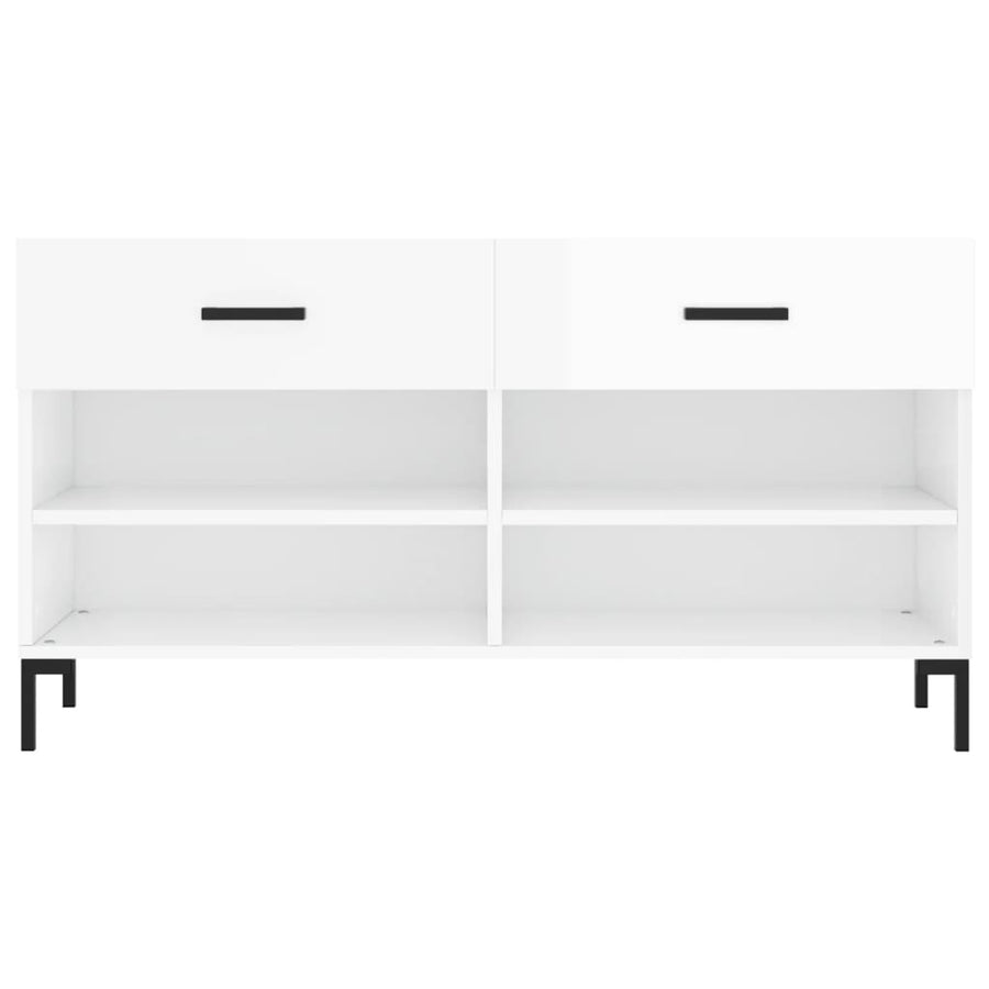 Schoenenbank 02X35X55 Cm Bewerkt Hout Hoogglans wit