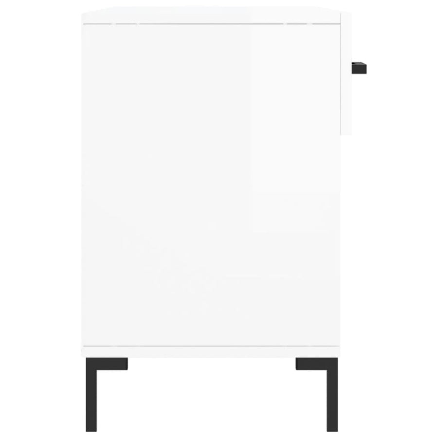 Schoenenbank 02X35X55 Cm Bewerkt Hout Hoogglans wit
