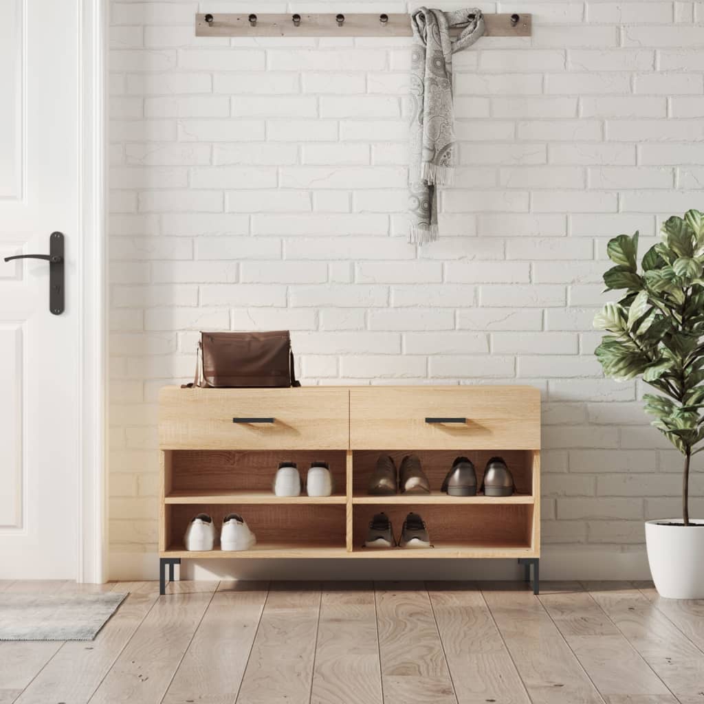 Schoenenbank 102X35X55 Cm Bewerkt Hout Kleurig Sonoma Eiken