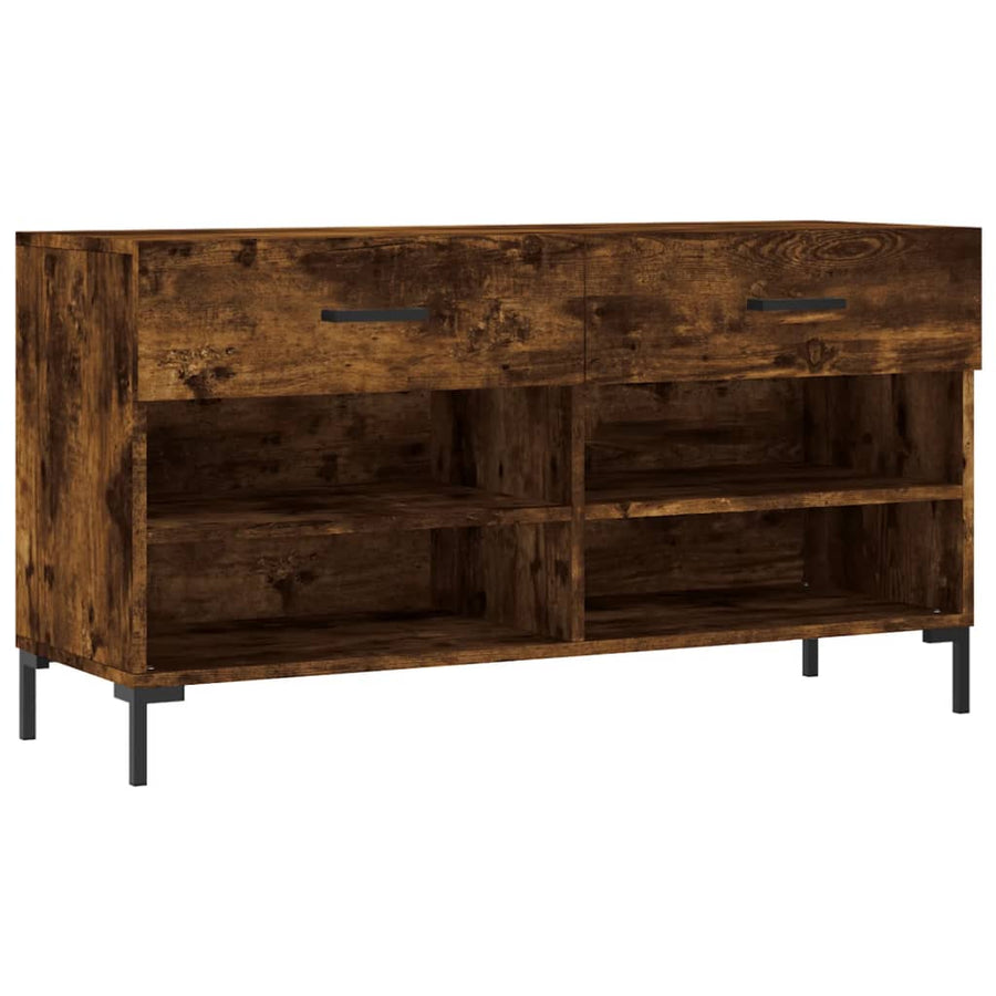 Schoenenbank 102X35X55 Cm Bewerkt Hout Gerookt Eikenkleurig