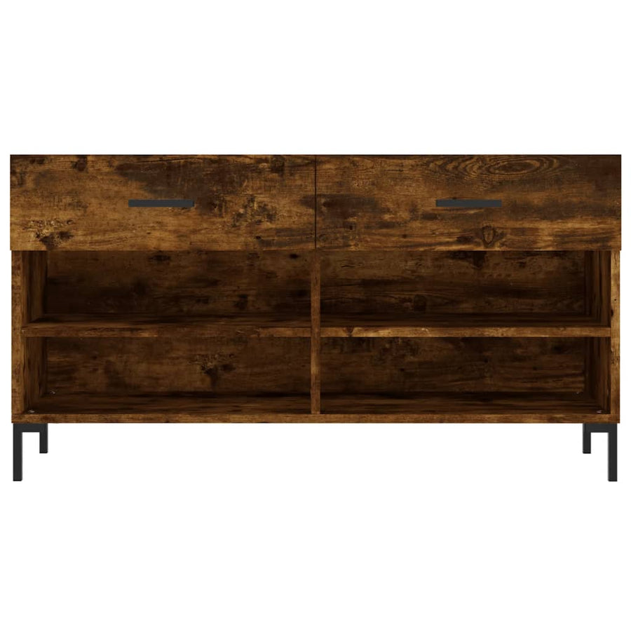 Schoenenbank 102X35X55 Cm Bewerkt Hout Gerookt Eikenkleurig