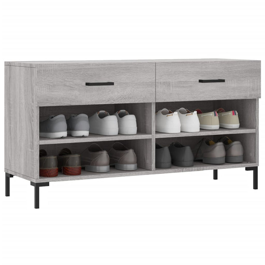Schoenenbank 02X35X55 Cm Bewerkt Hout Eikenkleur Grijs sonoma