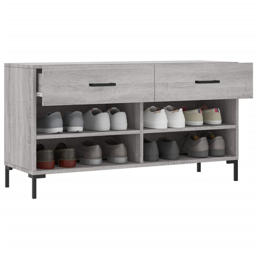 Schoenenbank 02X35X55 Cm Bewerkt Hout Eikenkleur Grijs sonoma