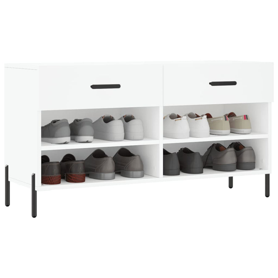 Schoenenbank 102X35X55 Cm Bewerkt Hout Wit