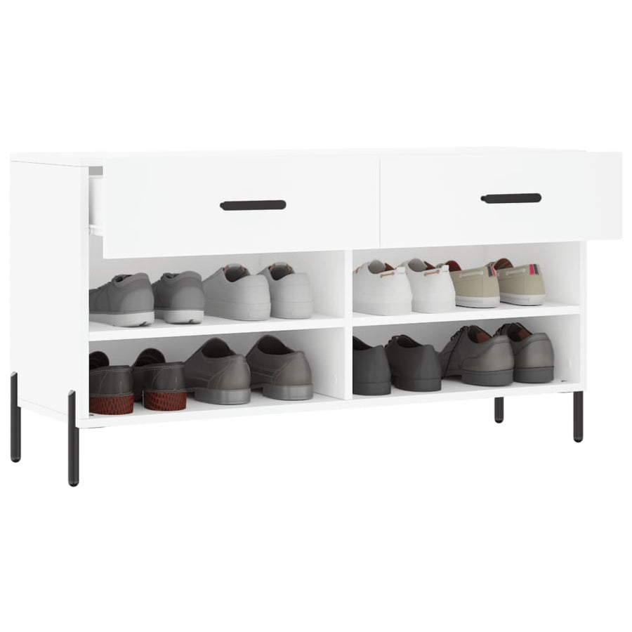 Schoenenbank 102X35X55 Cm Bewerkt Hout Wit