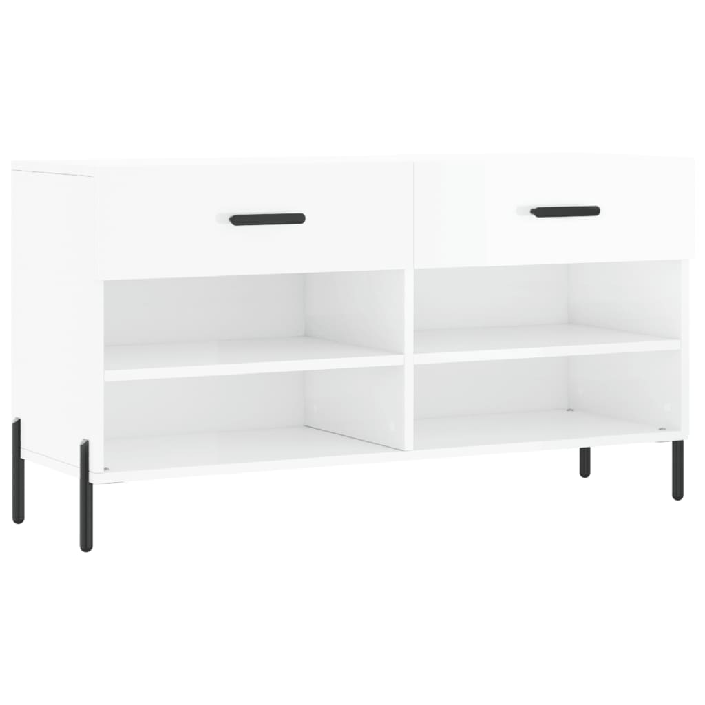 Schoenenbank 02X35X55 Cm Bewerkt Hout Hoogglans wit