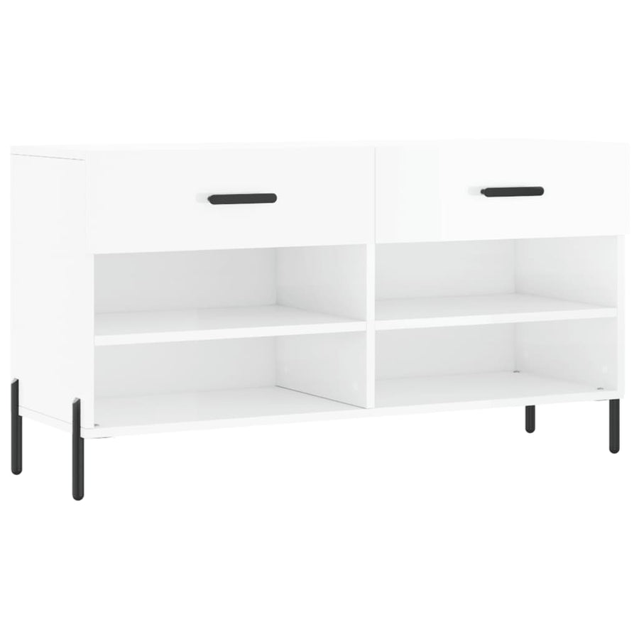 Schoenenbank 02X35X55 Cm Bewerkt Hout Hoogglans wit