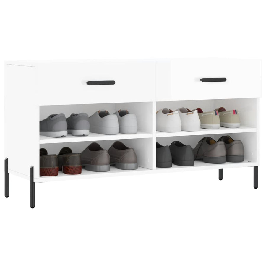 Schoenenbank 02X35X55 Cm Bewerkt Hout Hoogglans wit