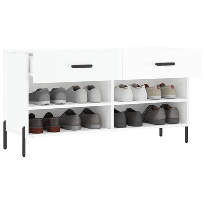 Schoenenbank 02X35X55 Cm Bewerkt Hout Hoogglans wit