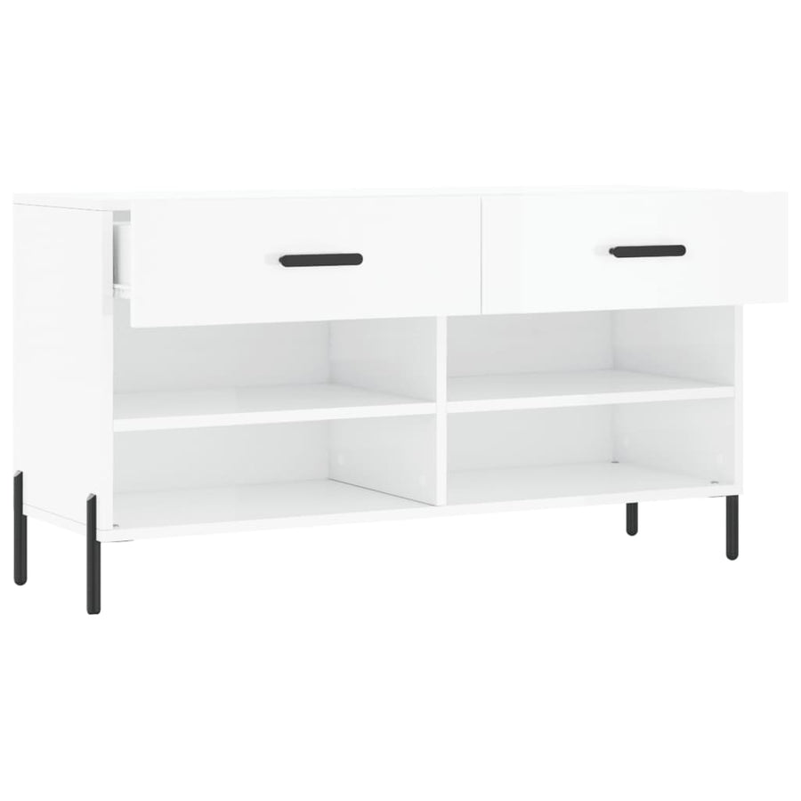 Schoenenbank 02X35X55 Cm Bewerkt Hout Hoogglans wit