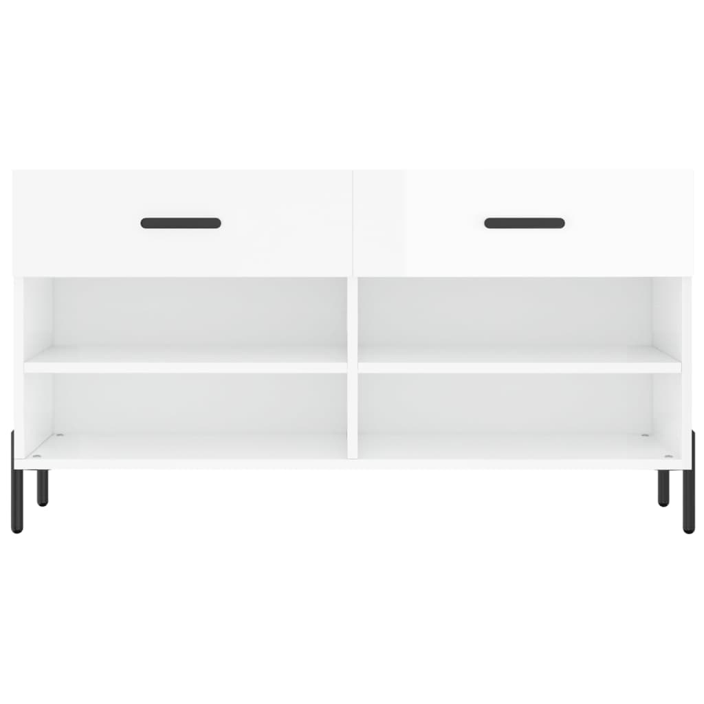Schoenenbank 02X35X55 Cm Bewerkt Hout Hoogglans wit
