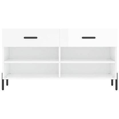 Schoenenbank 02X35X55 Cm Bewerkt Hout Hoogglans wit