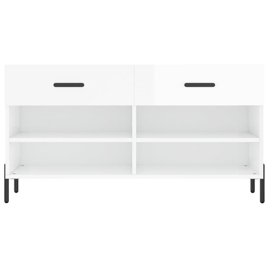 Schoenenbank 02X35X55 Cm Bewerkt Hout Hoogglans wit